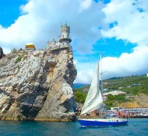 Ласточкино гнездо в Крыму - вид с моря